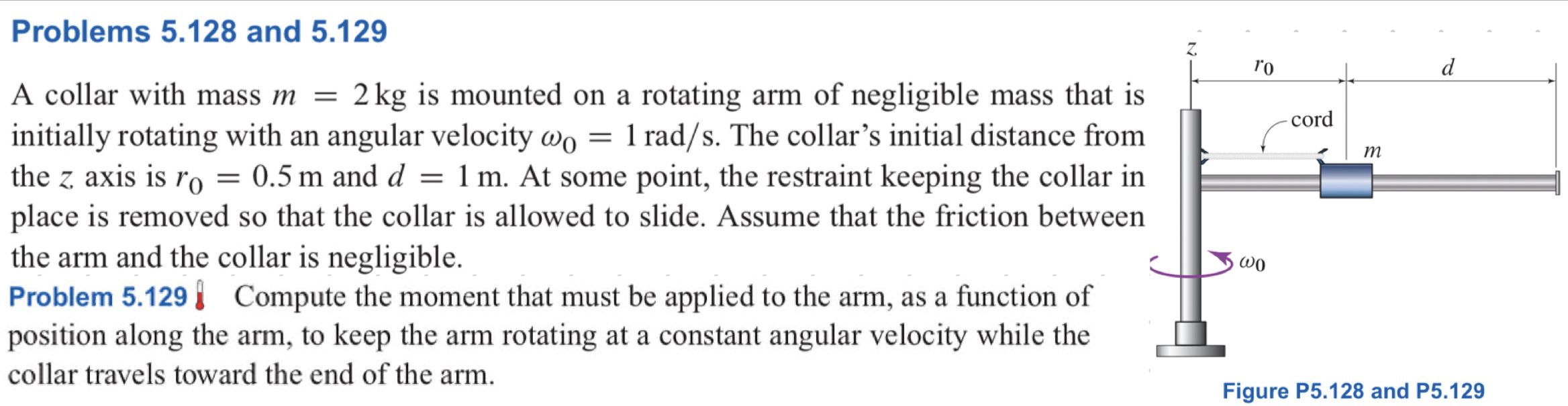 Solved A collar with mass m=2 kg is mounted on a rotating | Chegg.com