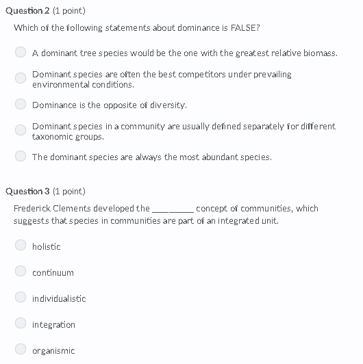 Solved Question 2 (1 point) Which of the following | Chegg.com