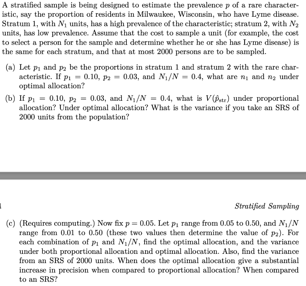 Solved A stratified sample is being designed to estimate the | Chegg.com