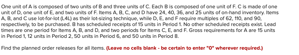 Solved One Unit Of A Is Composed Of Two Units Of B And Three | Chegg.com