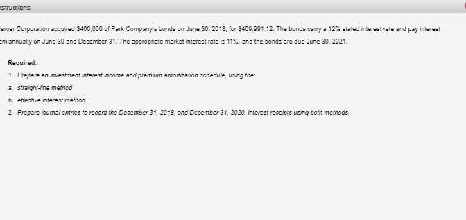 Solved structions ercer Corporation acquired $400,000 of | Chegg.com