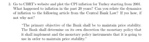 Solved 3. Go to CBRT's website and plot the CPI inflation | Chegg.com