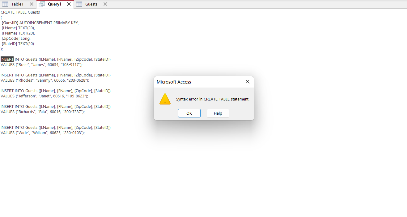 Solved Could you please check this in MS Access, I can't | Chegg.com