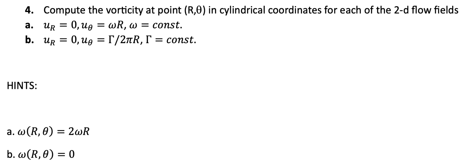 Solved 4. Compute the vorticity at point (R,θ) in | Chegg.com