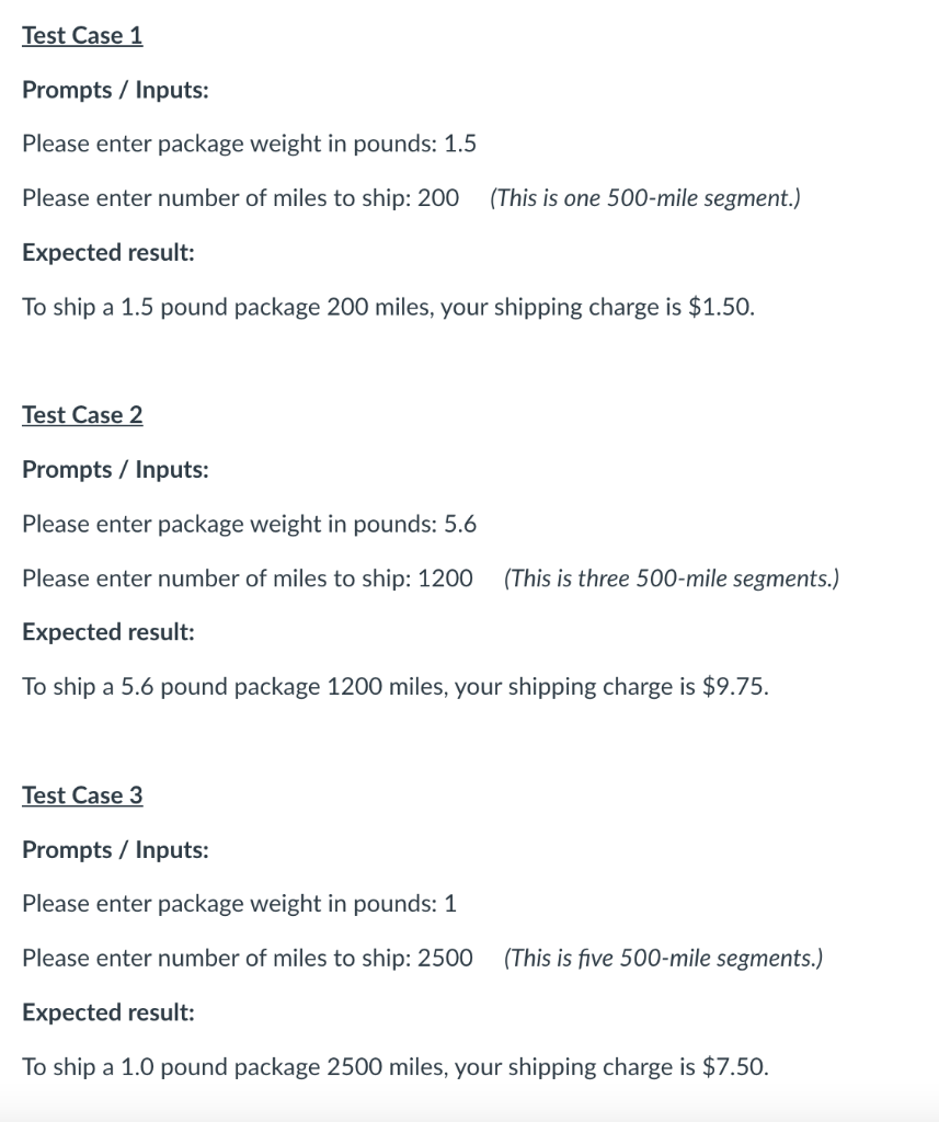 Solved Program 3: Shipping Calculator The Speedy Shipping | Chegg.com