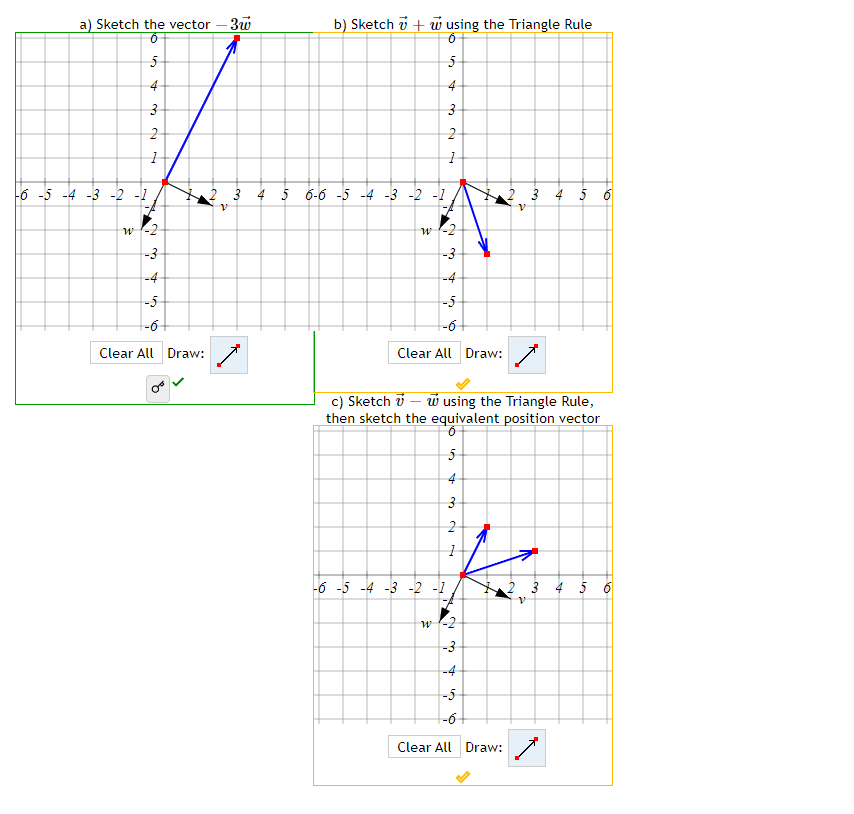 [Solved]: c) Sketch ( vec{v}- vec{w} ) using the Triang