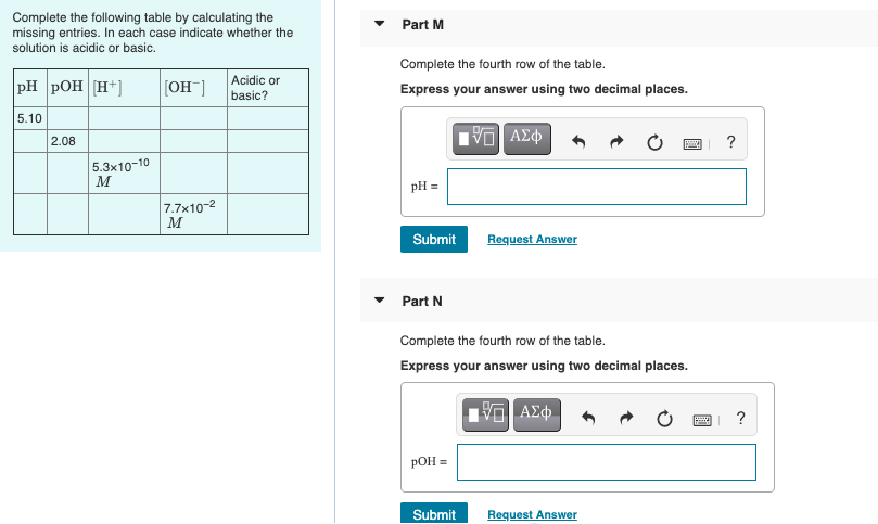 Solved Part A Complete the following table by calculating | Chegg.com