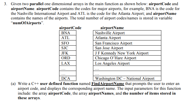 Solved 3. Given two parallel one dimensional arrays in the | Chegg.com