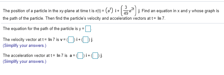 Solved The position of a particle in the xy-plane at time t | Chegg.com