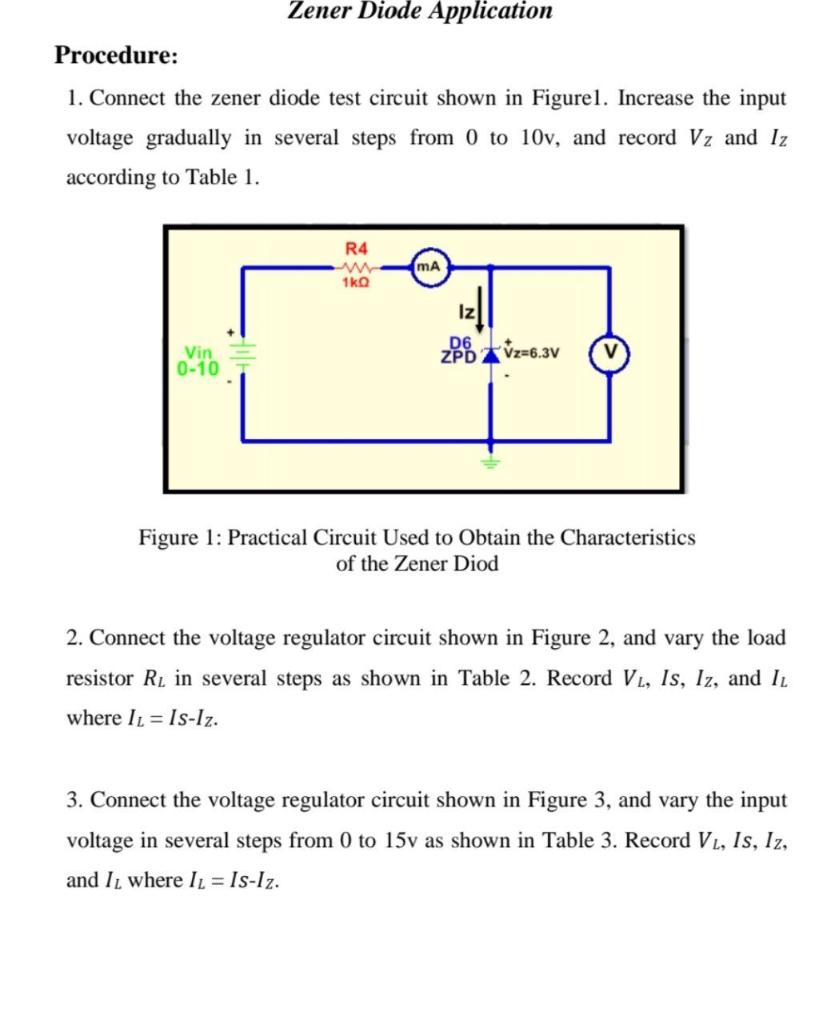 Solved Zener Diode Application Procedure 1. Connect the