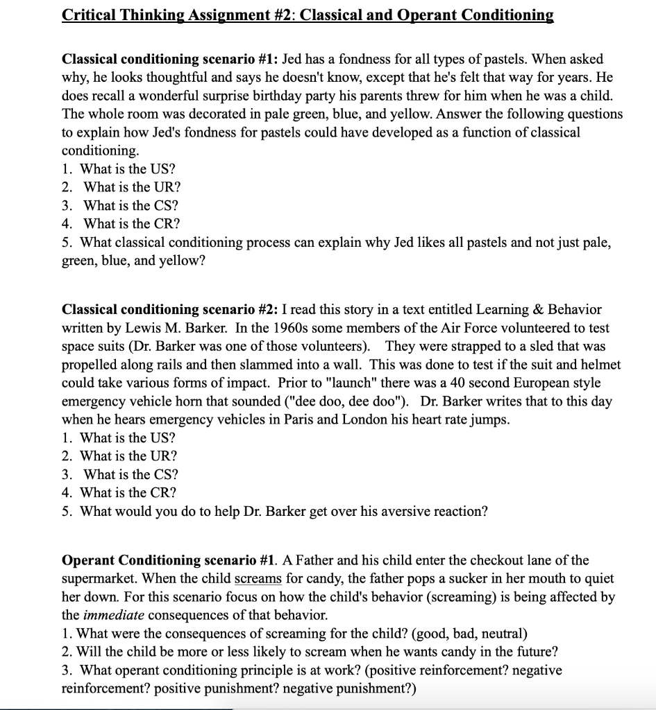 Solved Critical Thinking Assignment #2: Classical and | Chegg.com