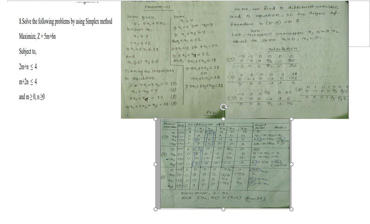 Solved 1.Solve the following problems by using Simplex | Chegg.com