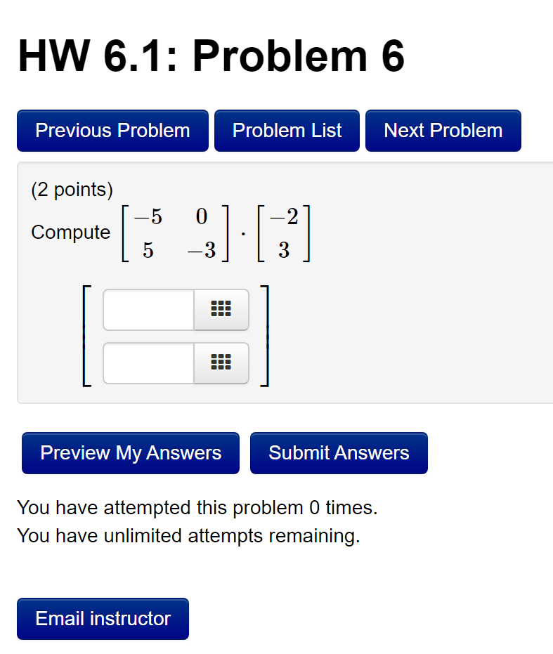 Solved HW 6.1: Problem 6 Previous Problem Problem List Next | Chegg.com