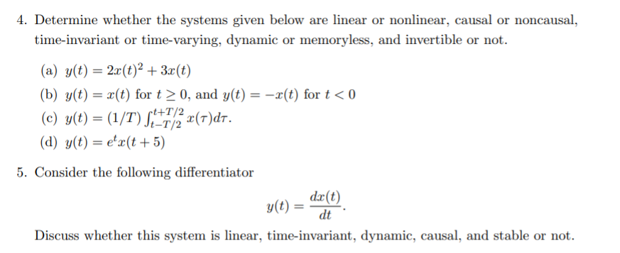 Solved 4. Determine whether the systems given below are | Chegg.com