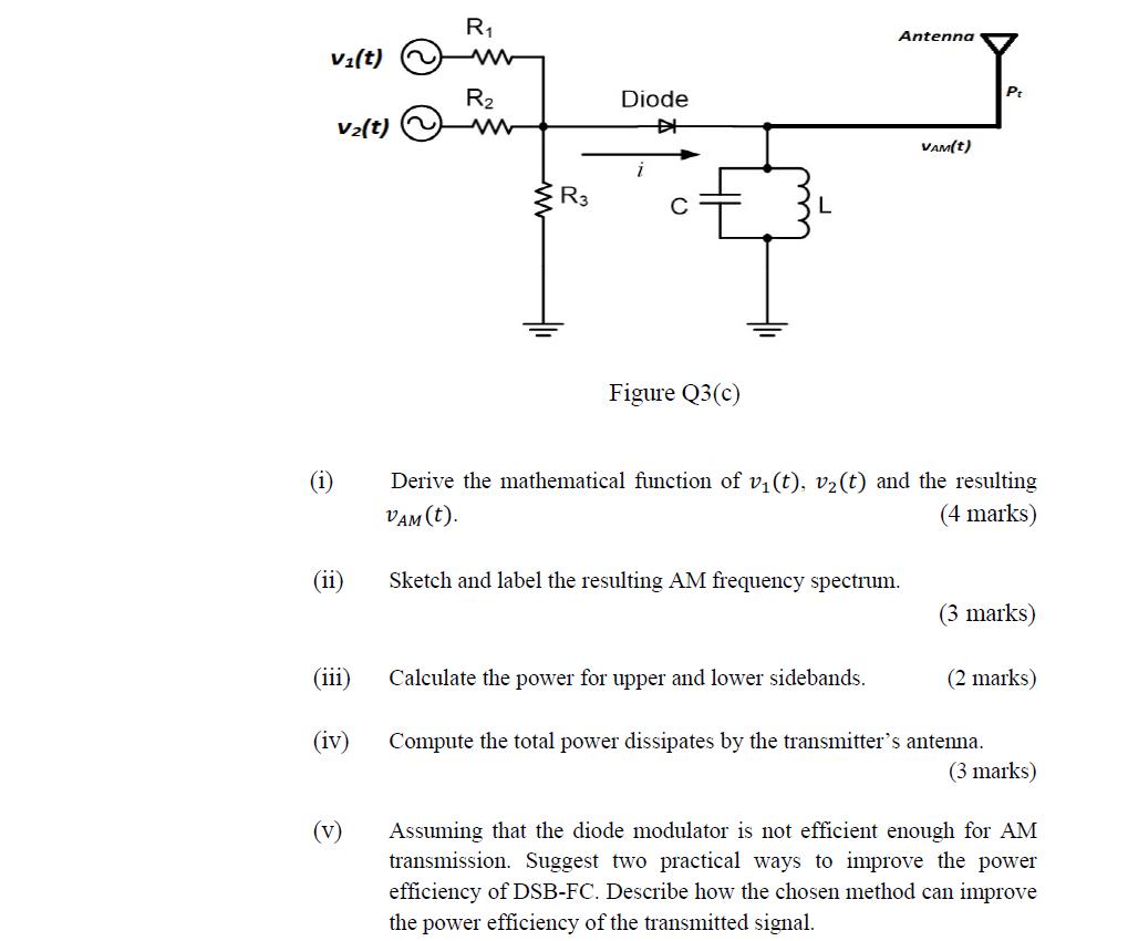 (c) Figure Q3(c) shows the diode modulator with tuned