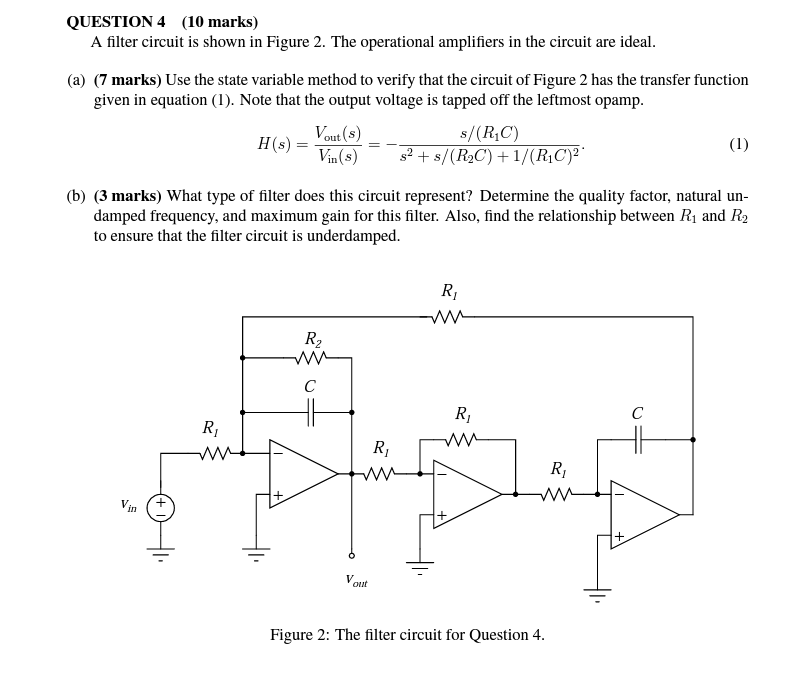 Solved QUESTION 4 (10 marks) A filter circuit is shown in | Chegg.com