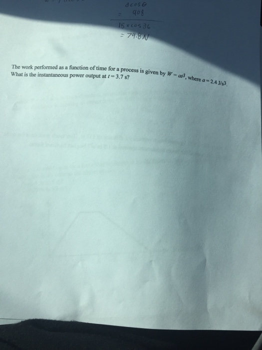 Solved The work performed as a function of time for a | Chegg.com