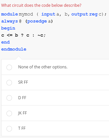 Solved What circuit does the code below describe? module | Chegg.com