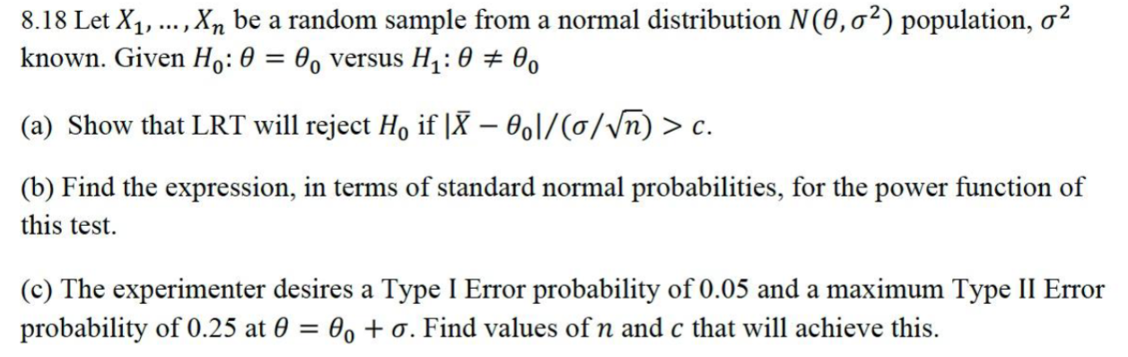 Solved 8.18 ﻿Let x1,dots,xn ﻿be a random sample from a | Chegg.com