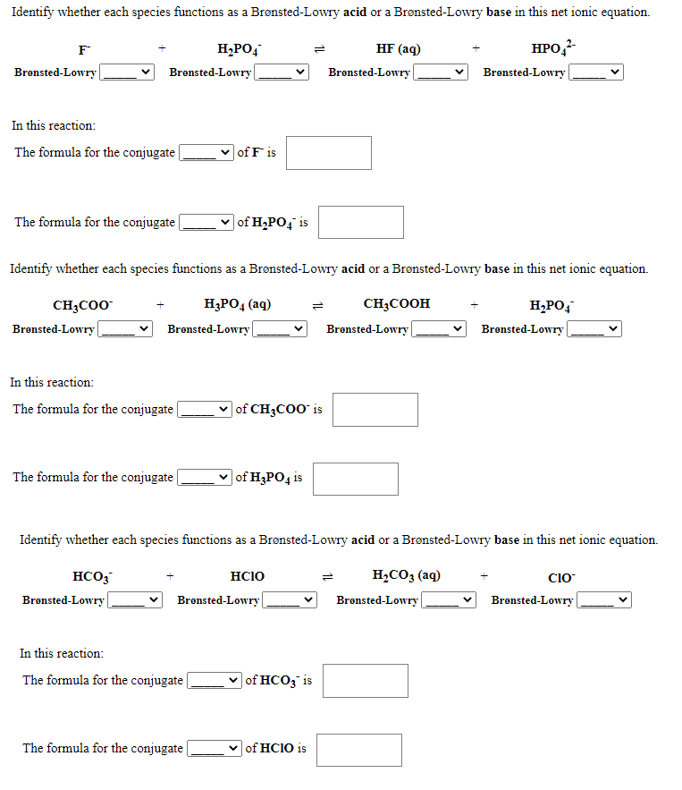 Solved Identify whether each species functions as a | Chegg.com