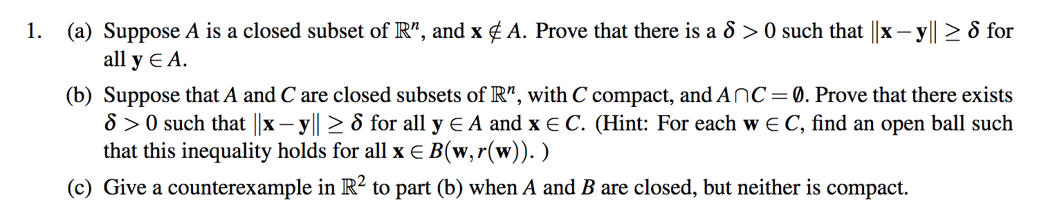 Solved A = 1. (a) Suppose A Is A Closed Subset Of R", And X | Chegg.com