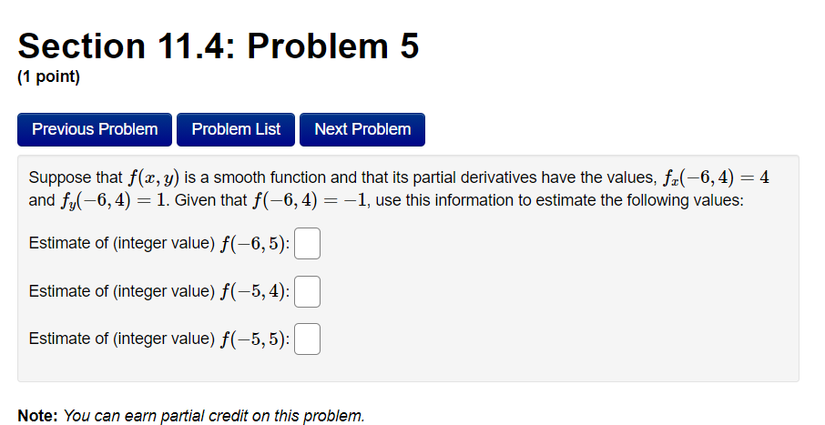 Solved Section 11.4: Problem 5 (1 point) Previous Problem | Chegg.com