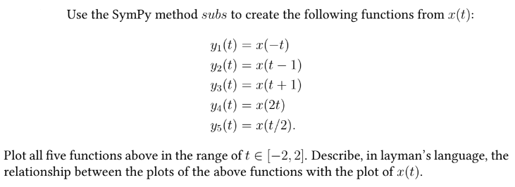 Solved Use the SymPy method subs to create the following | Chegg.com image.