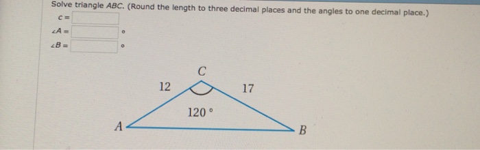 Solved Solve triangle ABC. (Round the length to three | Chegg.com