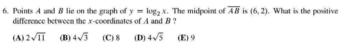 Solved 6. Points A and B lie on the graph of y=log2x. The | Chegg.com