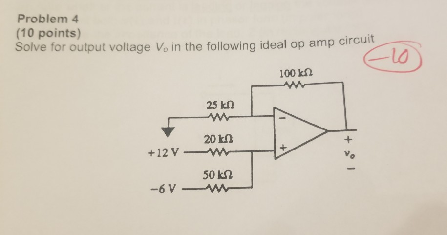 Solved Problem 4 (10 points) Solve for output voltage Vo in | Chegg.com
