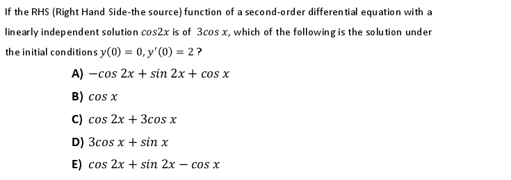 Solved If the RHS (Right Hand Side-the source) function of a | Chegg.com