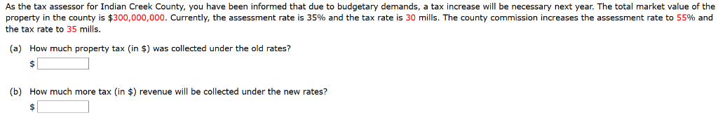 Solved As the tax assessor for Indian Creek County, you have | Chegg.com