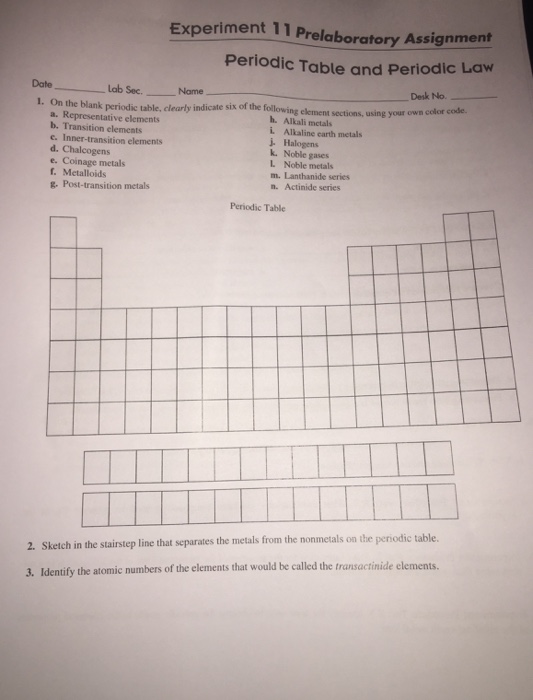 periodic table assignment answers