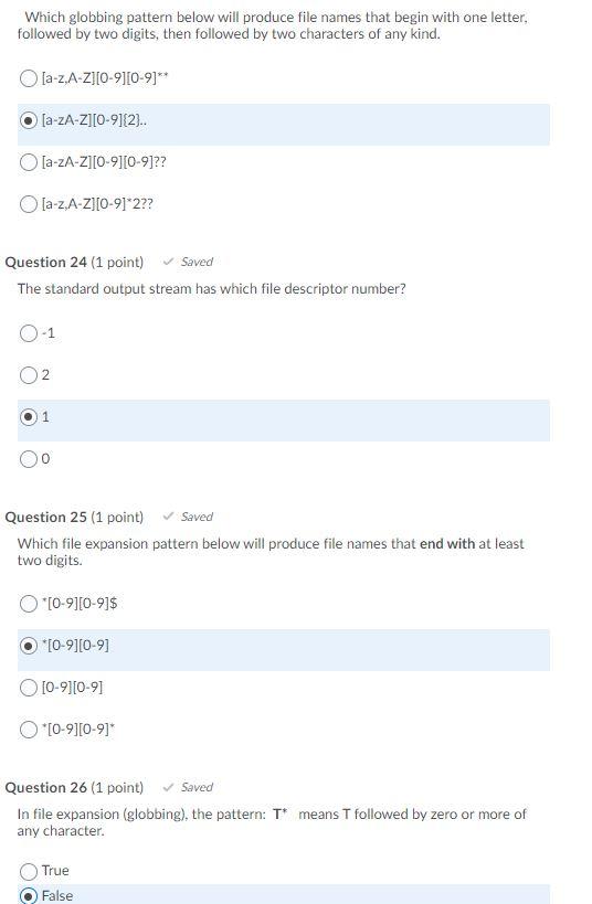 Solved Which globbing pattern below will produce file names