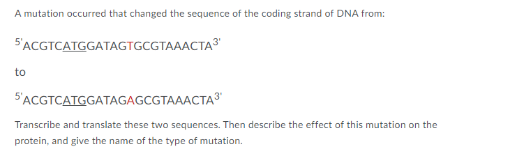 Solved A mutation occurred that changed the sequence of the | Chegg.com