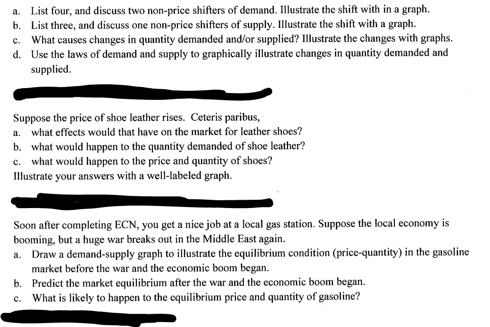 Solved a. b. c. d. List four, and discuss two nonprice