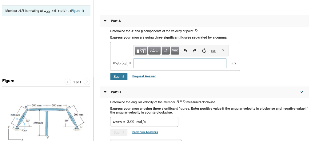 Solved Member AB Is Rotating At WAB = 6 Rad/s. (Figure 1) | Chegg.com