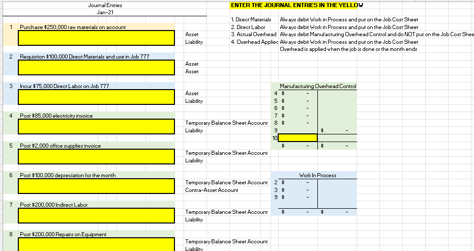 Please fill out the yellow portions in the two | Chegg.com