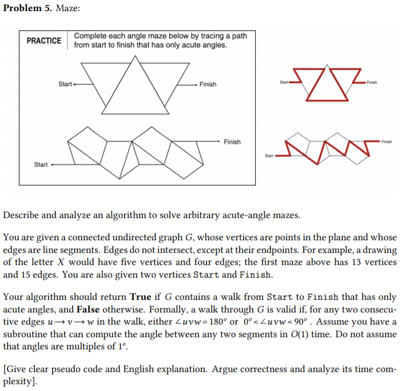 Solved Problem 5. Maze: PRACTICE Complete each angle maze | Chegg.com