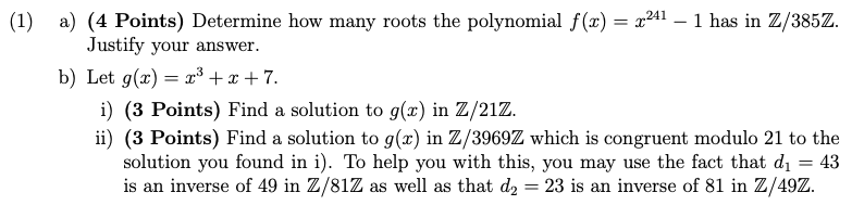 Solved I believe I've solved part bii). using hensel's lemma | Chegg.com