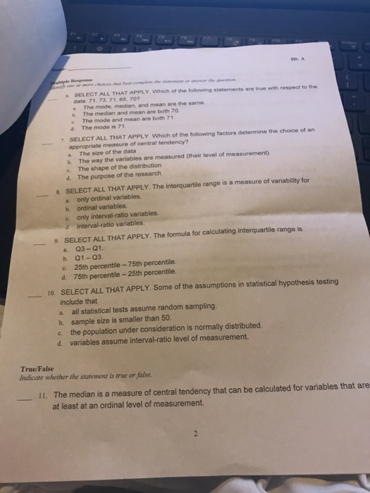 Solved SELECT ALL THAT APPLY. Which of the following | Chegg.com