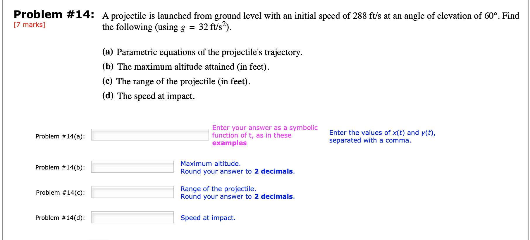 Solved Problem #14: A projectile is launched from ground | Chegg.com