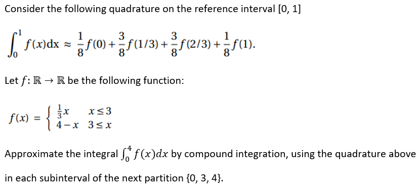 Solved Consider the following quadrature on the reference | Chegg.com