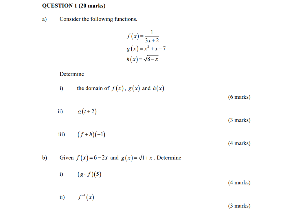 Solved QUESTION 1 (20 marks) a) Consider the following | Chegg.com