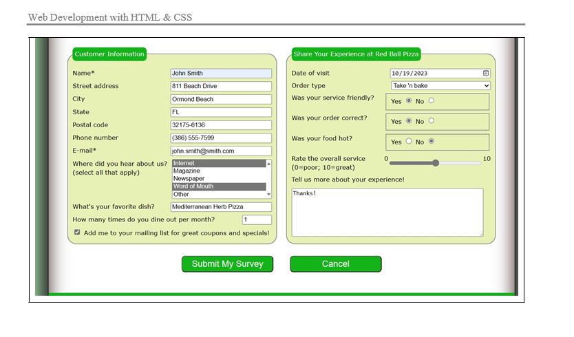 Solved Web Development with HTML \& CSS Share Your | Chegg.com