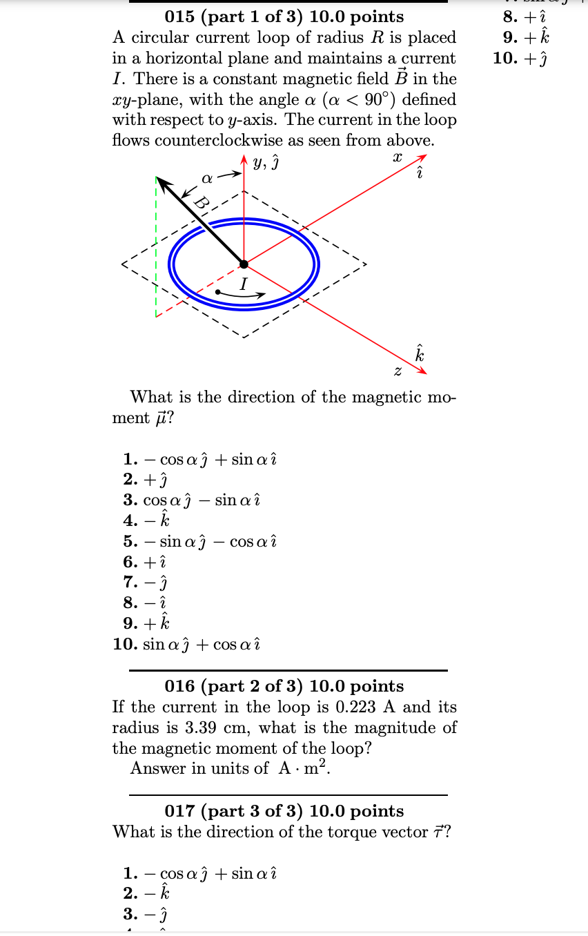 Solved 8. + 9. + Â 10. +3 015 (part 1 of 3) 10.0 points A | Chegg.com