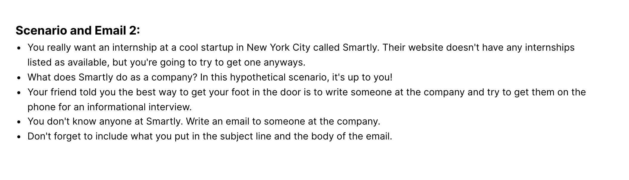 Solved Scenario and Email 2: • You really want an internship | Chegg.com
