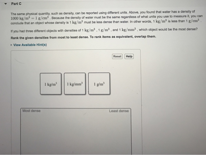 Solved Part C The same physical quantity, such as density,