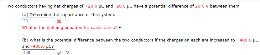 Solved Two conductors having net charges of +20.0 PC and | Chegg.com