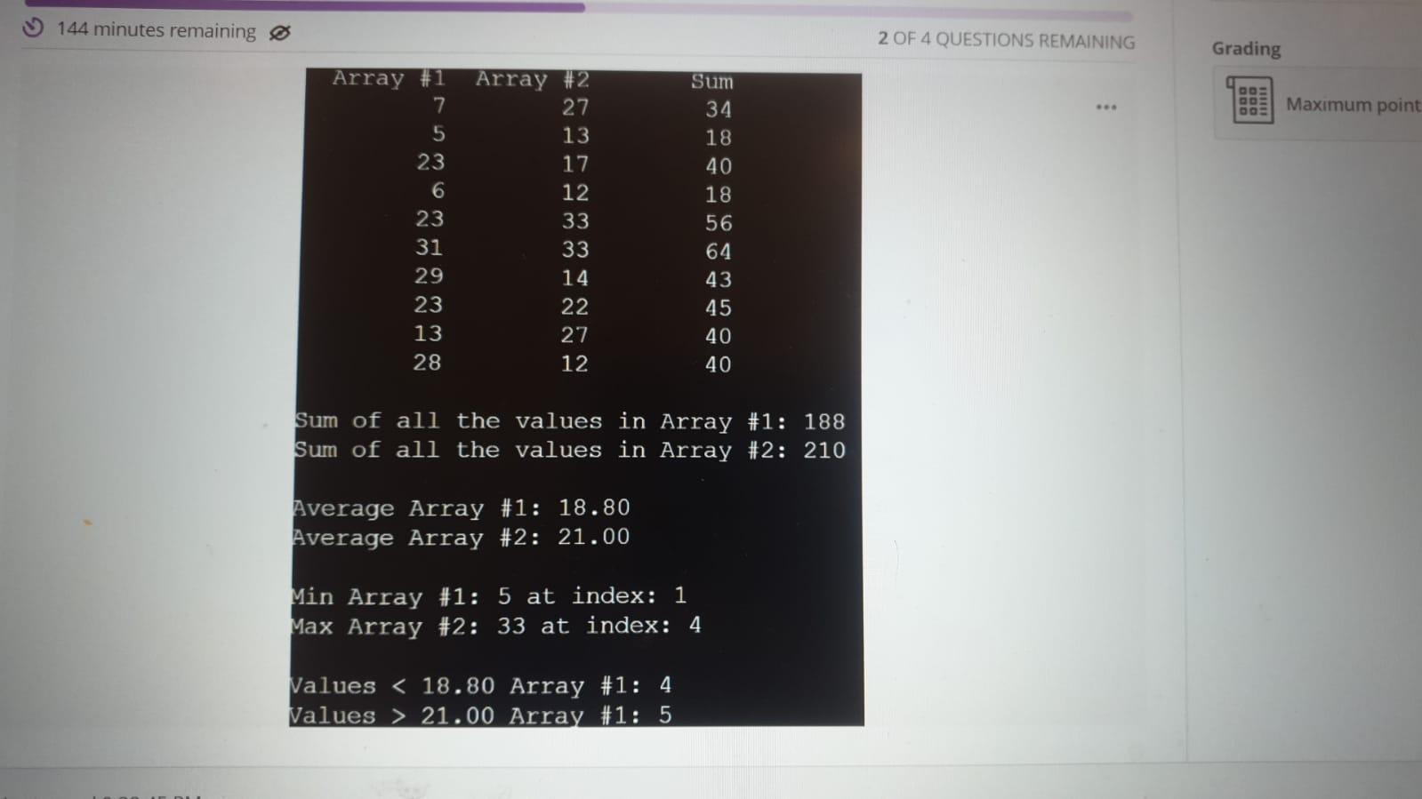 Solved 145 minutes remaining 2 OF 4 QUESTIONS REMAINING | Chegg.com